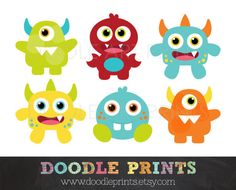 236x190 Cute Monsters Digital Clip Art, Digital Clip Art, Ugly Monsters