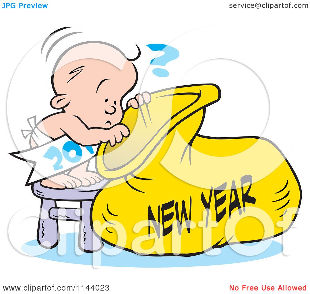 1080x1024 Cartoon Of A Baby Peeking Into A New Year Sack