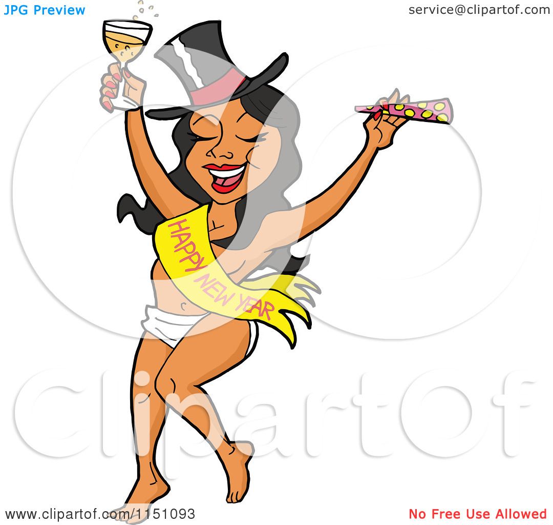 1080x1024 Cartoon Of A Partying New Year Adult Black Couple Dancing In Baby