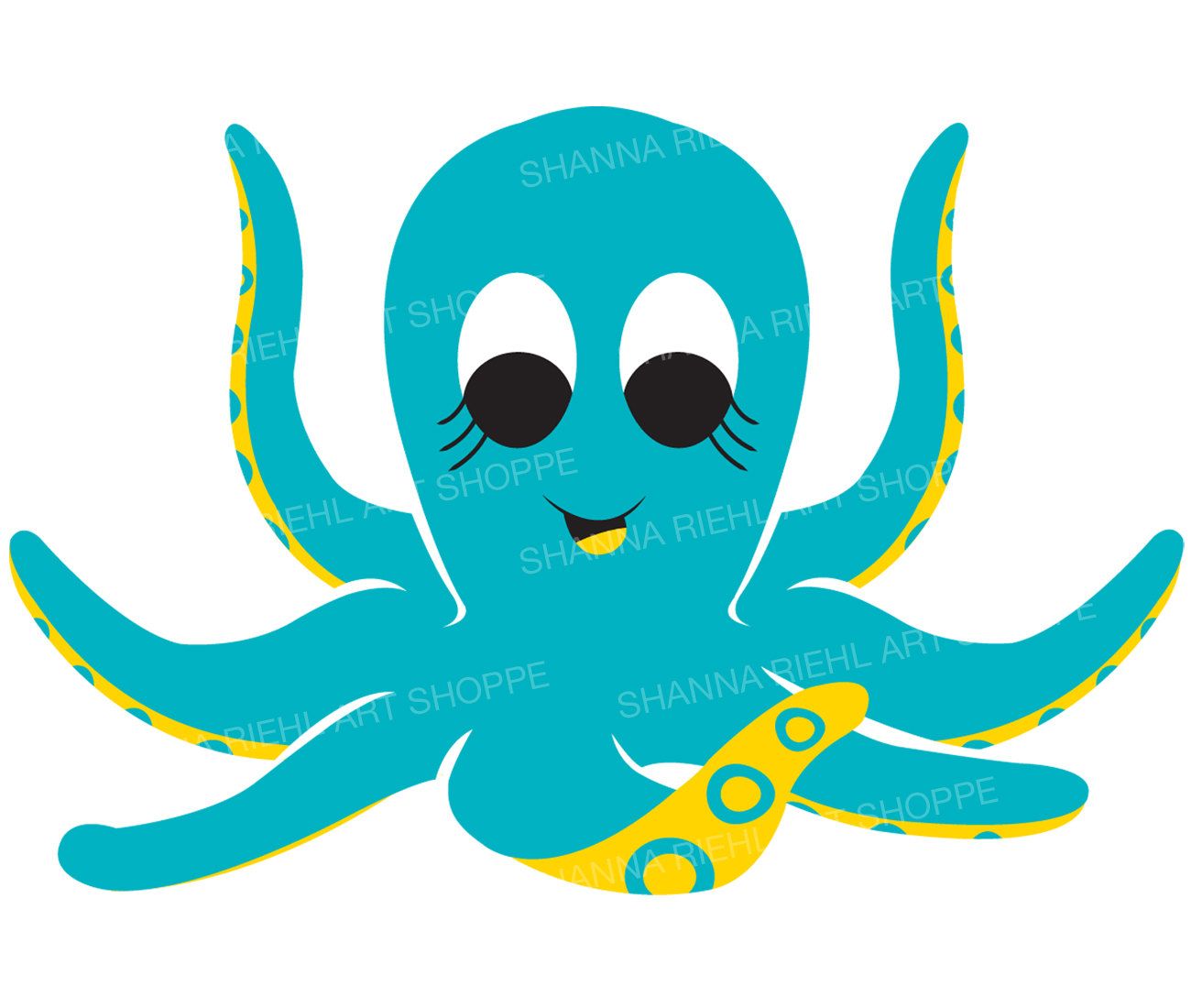 1300x1100 Cute Octopus Nautical Clipart Under The Sea Octopus Illustration