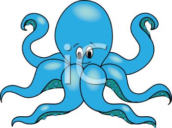 350x262 Picture Of A Blue Cartoon Octopus With A Funny Face In A Vector