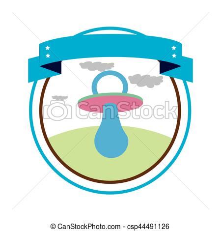 450x470 Circular Border With Label And Baby Pacifier With Rubber Soother
