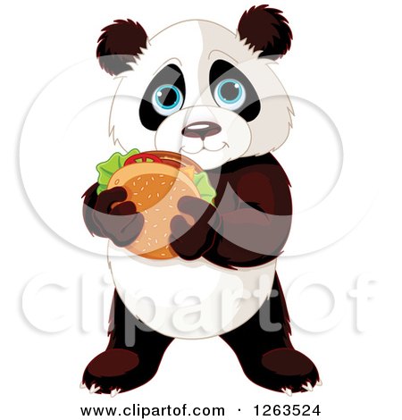 450x470 Clipart Of A Cute Baby Panda Holding A Cheeseburger