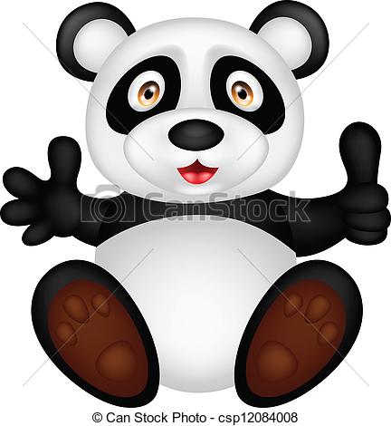 432x470 Vector Illustration Of Baby Panda With Thumb Up Vector Clipart