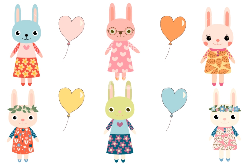 870x579 Cute Bunny Clipart, Girl Bunny Clip Art, Easter Rabbit, Baby