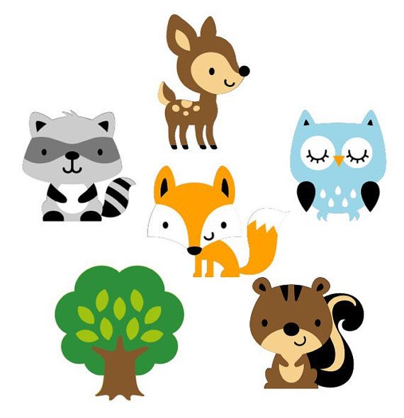 570x590 Set Of 6 Woodland Animal Die Cuts Woodland Baby Shower Paper