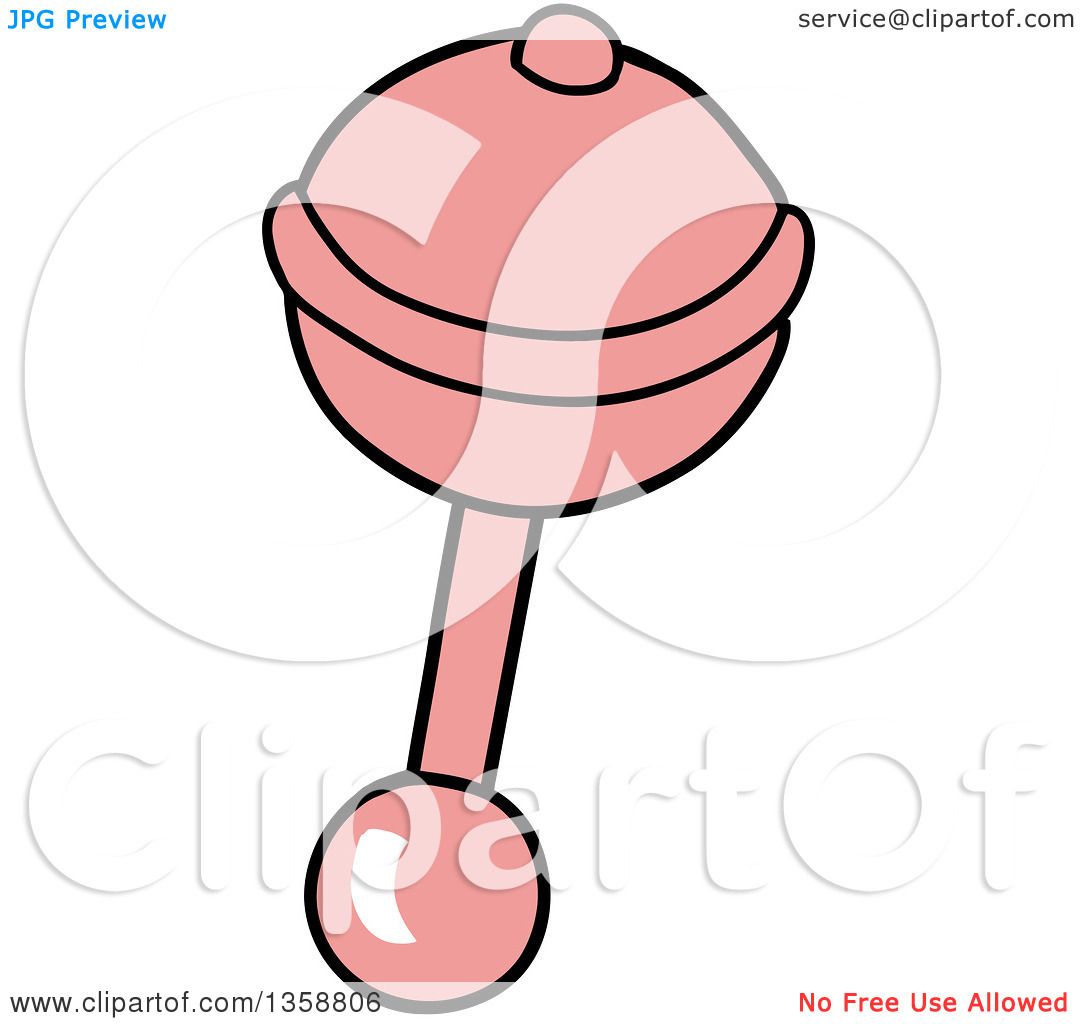 1080x1024 Clipart Of A Cartoon Pink Baby Rattle