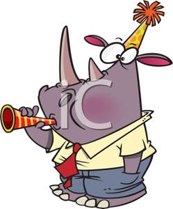 249x300 A Rhino Blowing A Party Horn And Wearing A Party Hat