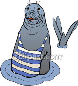 273x300 Cartoon Seal Wearing A Bathing Suit