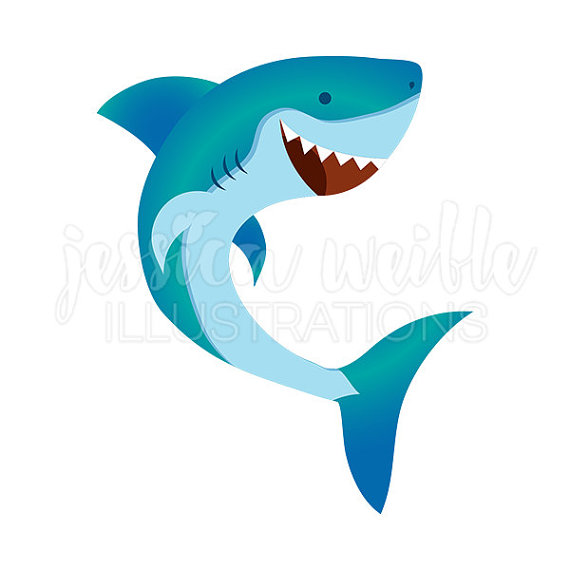 570x570 Happy Shark Cute Digital Clipart Cute Shark Clip Art Shark