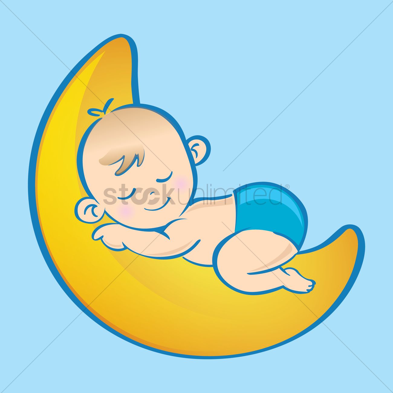 1300x1300 Free Baby Sleeping On Moon Vector Image