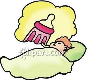 300x276 A Sleeping Baby Dreaming About A Bottle Royalty Free Clipart Picture