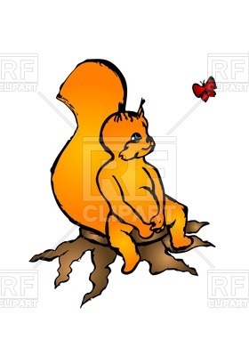 280x400 Baby Squirrel Is Sitting On Stump Royalty Free Vector Clip Art