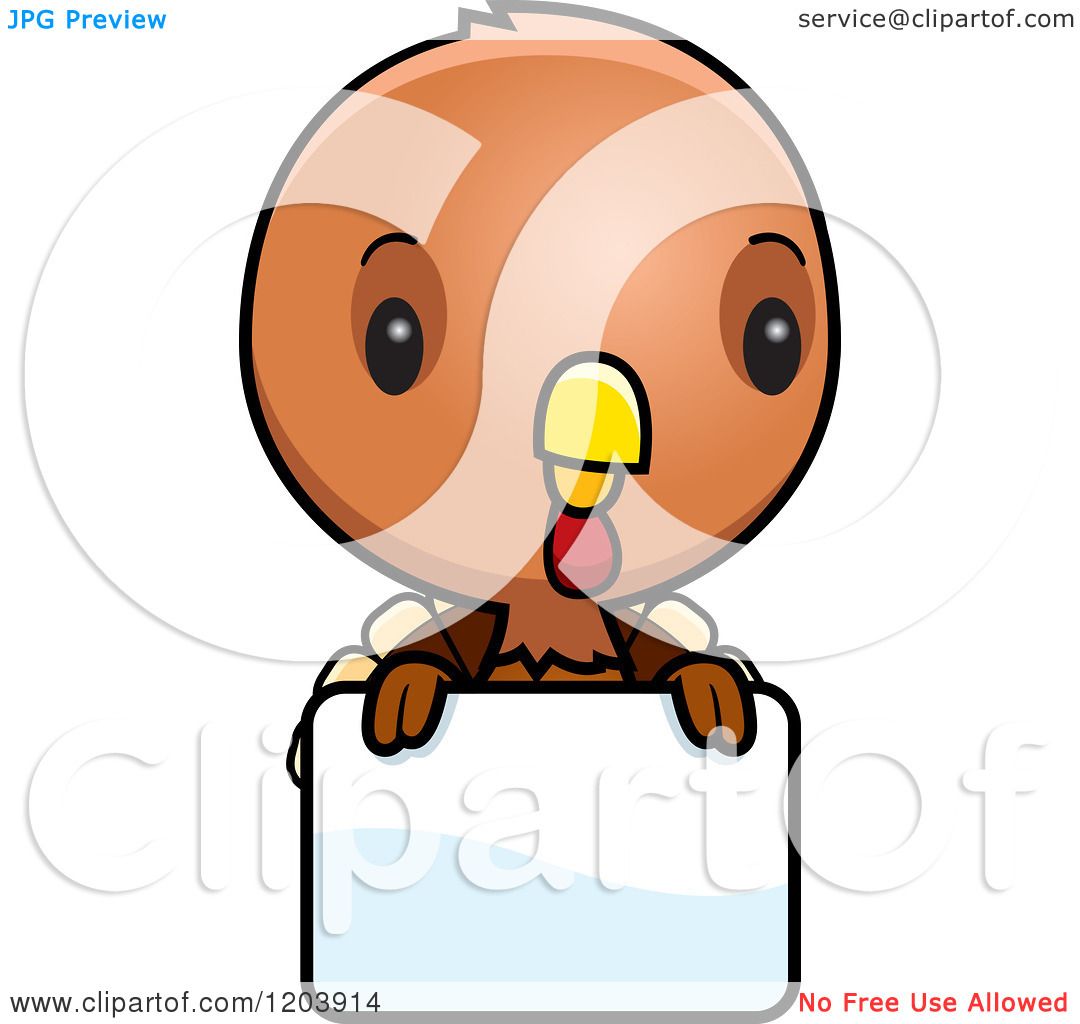 1080x1024 Cartoon Of A Cute Baby Turkey Bird Over A Sign