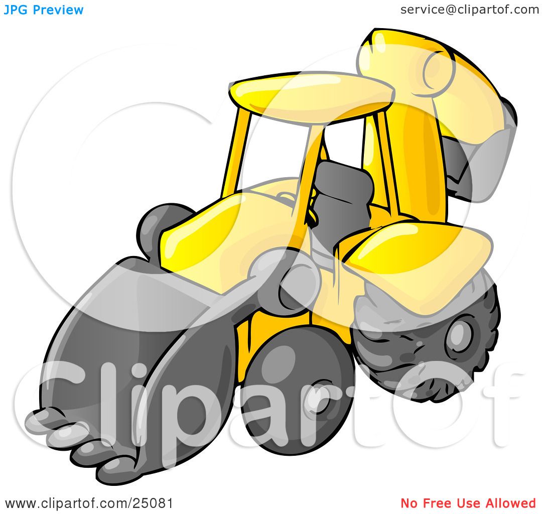 1080x1024 Clipart Illustration Of A Yellow Backhoe Heavy Machine Used