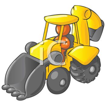 350x350 Royalty Free Clipart Image Orange Man Character Driving A Backhoe