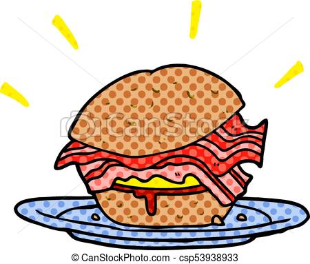 450x383 Cartoon Amazingly Tasty Bacon Breakfast Sandwich With Cheese