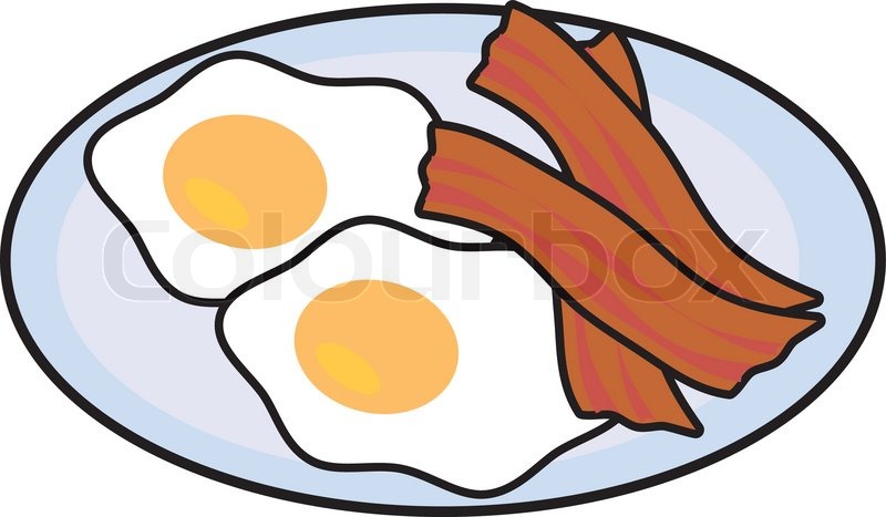 800x467 Clipart Of Bacon And Eggs On A Light Blue Platter