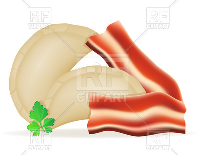 400x311 Dumplings Of Dough With Bacon Illustration Isolated On A White