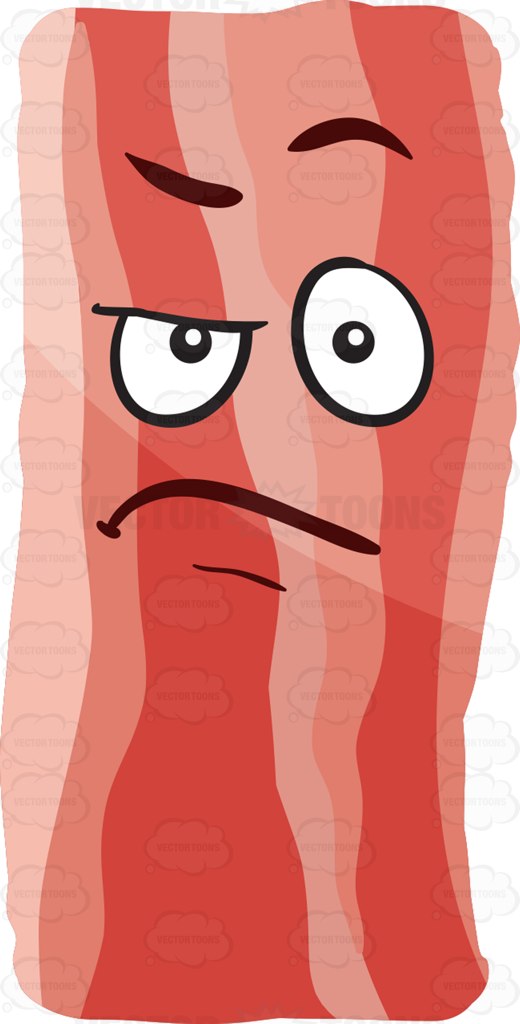 520x1024 A Doubting Strip Of Bacon Cartoon Clipart Vector Toons