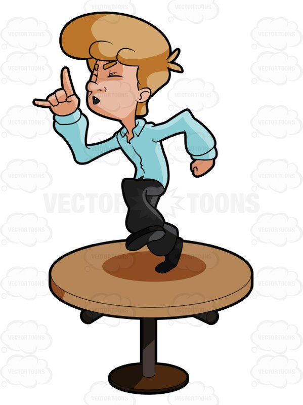 599x800 Man Dancing On A Table Top Cartoon Clipart Vector Toons