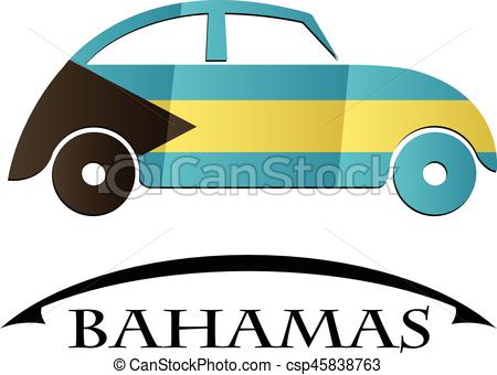 450x340 Bahamas, Bil, Flagga, Gjord, Ikon Clipart Vektor