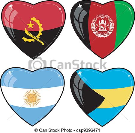 450x446 Set Of Vector Images Of Hearts With The Flags Of Vector Clip