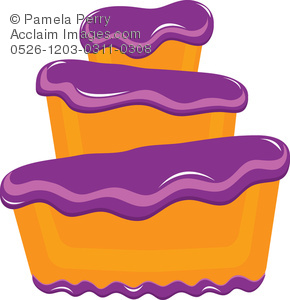 290x300 Clip Art Illustration Of A Bakery Cake With Fluffy Purple Frosting