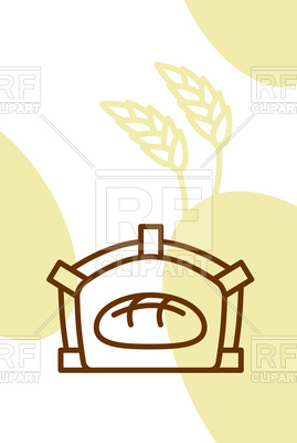 269x400 Bakery Template Design, Poster. Bread In Oven And Wheat Ears