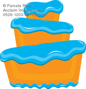290x300 Clip Art Illustration Of A Bakery Cake With Fluffy Blue Frosting