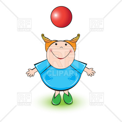 400x400 Little Girl Playing With A Red Ball Royalty Free Vector Clip Art