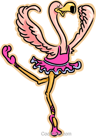 332x480 Ballet Dancing Flamingo Royalty Free Vector Clip Art Illustration
