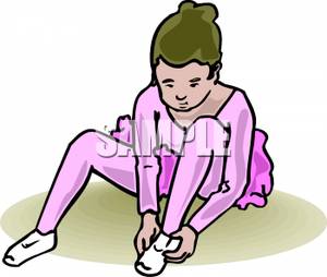 300x254 Clipart Image A Young Girl Putting On Her Ballet Slippers