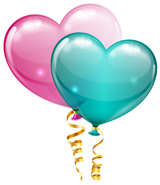 519x600 Pink And Blue Heart Balloons Png Clipart Image