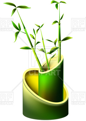 283x400 Vase From Mature Bamboo Stems And Young Leaves Royalty Free Vector