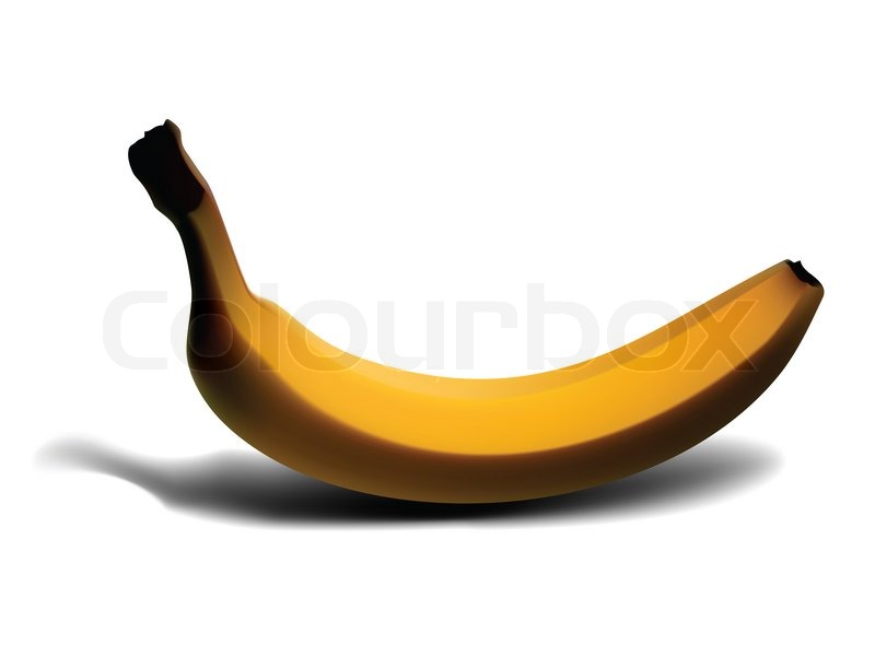 800x600 Banana Isolated On White, Illustration Clip Art Stock Photo