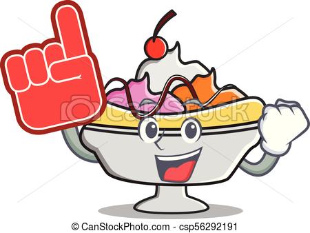 450x338 Foam Finger Banana Split Mascot Cartoon Vector Illustration Eps
