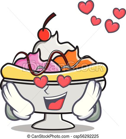 426x470 In Love Banana Split Mascot Cartoon Vector Illustration Vector