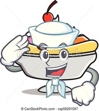 419x470 Sailor Banana Split Character Cartoon Vector Illustration Eps