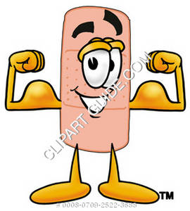 270x300 Cartoon Clipart Picture Of A Band Aid Character Flexing His Muscles