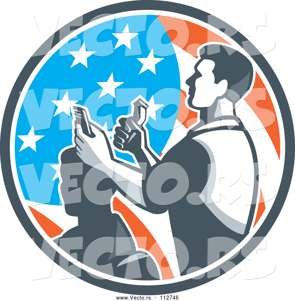 1024x1044 Vector Of A Barber Man Cutting A Client's Hair With Clippers In