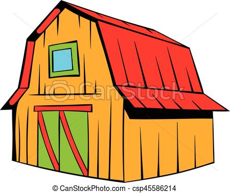450x378 Wooden Barn Icon Cartoon. Wooden Barn Icon In Cartoon Style