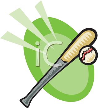 317x350 Clip Art Illustration Of A Baseball Bat And Ball In A Vector Clip
