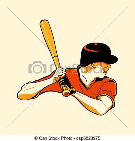 450x470 Baseball Hero. Baseball Batter In Retro Three Color Print