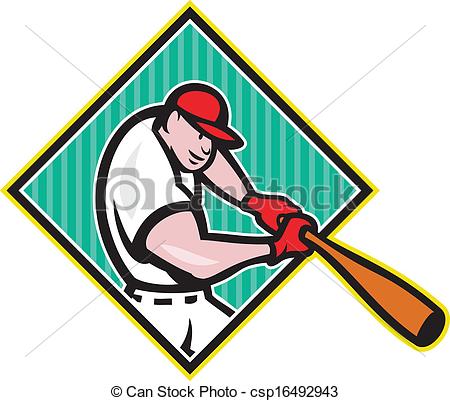 450x401 Baseball Player Batting Diamond Cartoon. Illustration Of A Eps