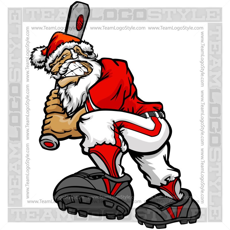 800x800 Santa Claus Baseball Clip Art Cartoon