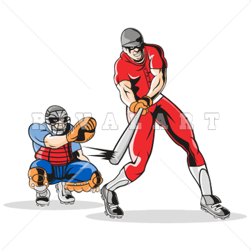 361x361 Sports Clipart Image Of Color Baseball Players Batting Batter