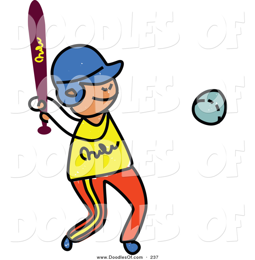 1024x1044 Vector Clipart Of A Childs Sketch Of A Boy Playing Baseball On