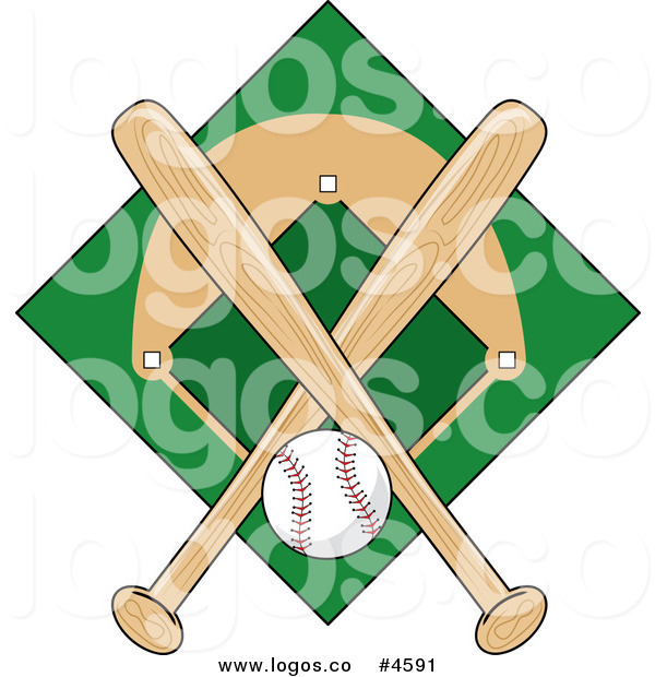 600x620 Royalty Free Baseball Field And Ball With Two Bats Logo By Pams