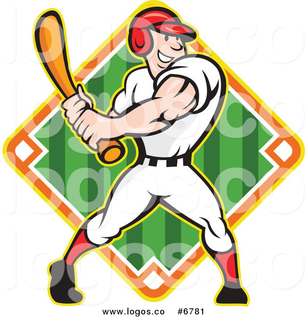 600x620 Royalty Free Clip Art Vector Logo Of A Baseball Player Batting